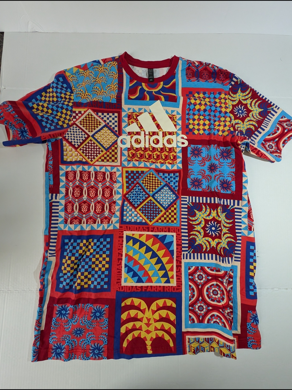 ADIDAS x FARM RIO Red Orange Kaleidoscope T-Shirt Dress